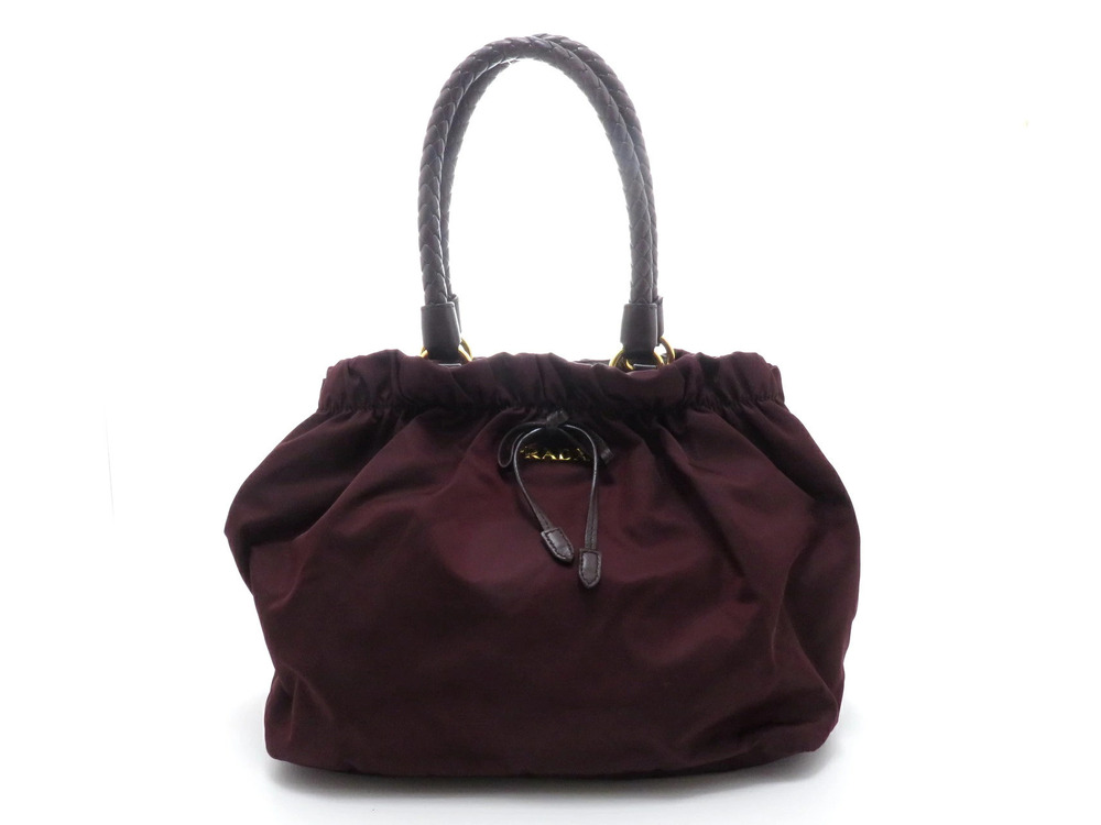 Prada handbag leather Burgundy Red strap